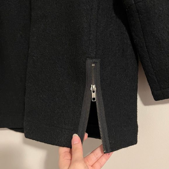 MADEWELL Structured Sweater Black Wool Leather Trim Size XXS - Picture 10 of 12